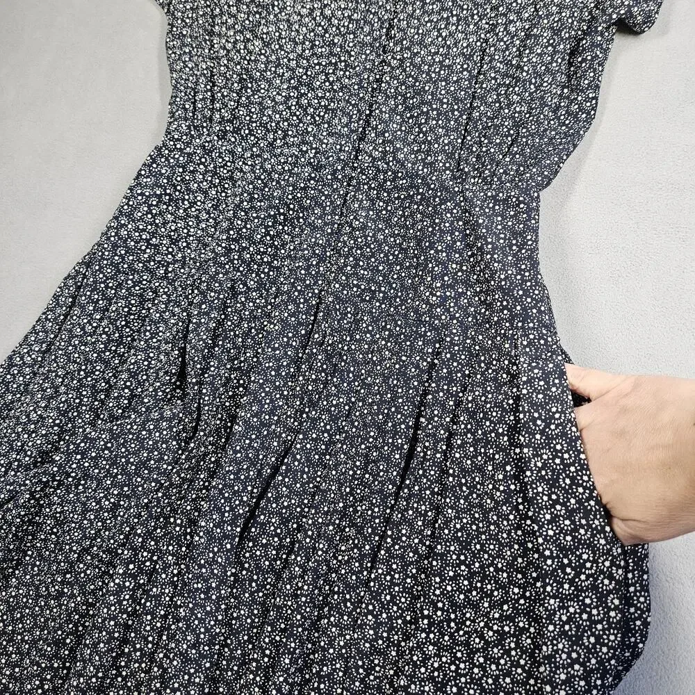 Vtg Liz Claiborne Dress Size 10 Blue Midi Stars Cottage Celestial Modest Pockets